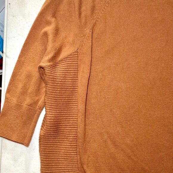 EXPRESS Terracotta Brown Raglan Sweater XS – Rounded Hem Cozy Fall Pullover - Picture 8 of 14